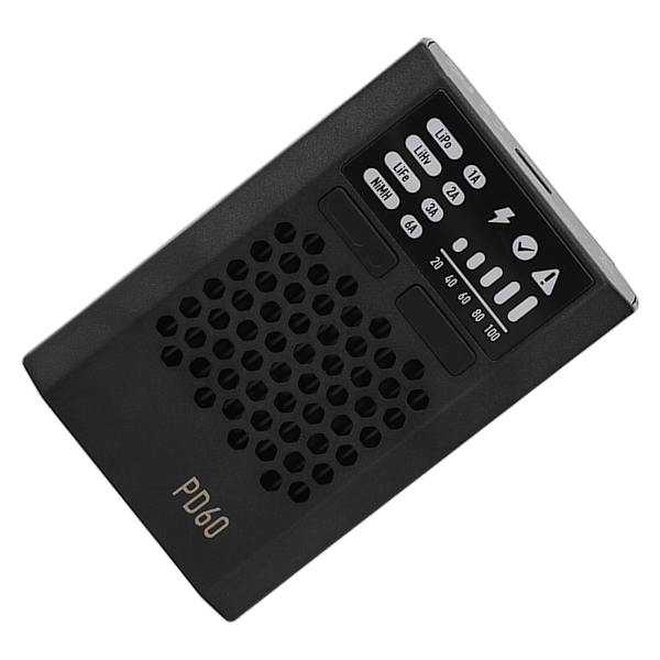 PD60 Balance Batterilader 60W 3A Sort USB C Indgang PD60 Balance Batterilader til LiFe LiHv LiPo 1‑4S NiMH Cd1 12