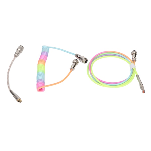 Gaming Keyboard Cable Gradient Färg RGB Ljus Anpassad Mekaniskt Tangentbord Infällbar USB C Spiral Kabel Typ 3
