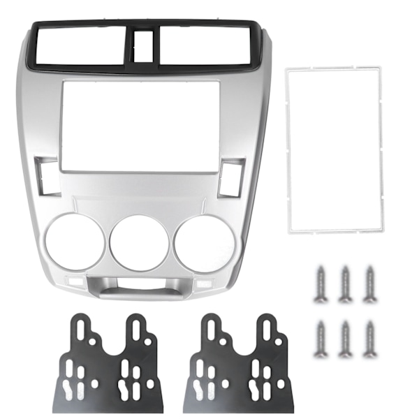 2Din Stereo Radio Facia DVD Audio Navigation Panel Ramme Sølv Passer til Honda City 2008-2013