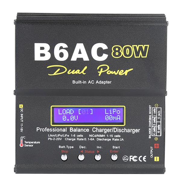 Digital LCD balanselader - 80W effekt - Li-ion/Li-po/NiCd/Ni-MH - RC batterioptimering