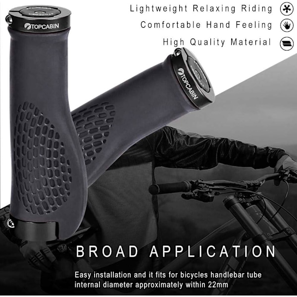Sykkelstyre, ergonomisk design sykkelstyre utvidet gummisykkelstyre med aluminiumslegering låsegrep black