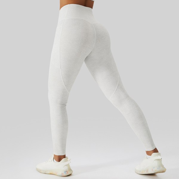 YJ Yoga Bukser til Kvinder - Højtaljede Tights med Hurtigtørrende Effekt, Løft af Balderne, Strækbare Yoga Bukser med Lommer til Sport, Løb, Fitness - Hvid XL