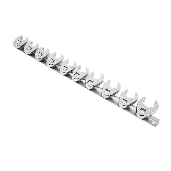 10 stk Crows Foot skiftenøkkelsett 10 mm til 22 mm størrelser metrisk mutternøkkel for 3/8-toms drivsperre