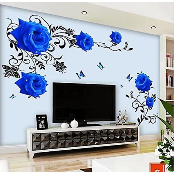 Flower Wall Sticker - Blue Rose-