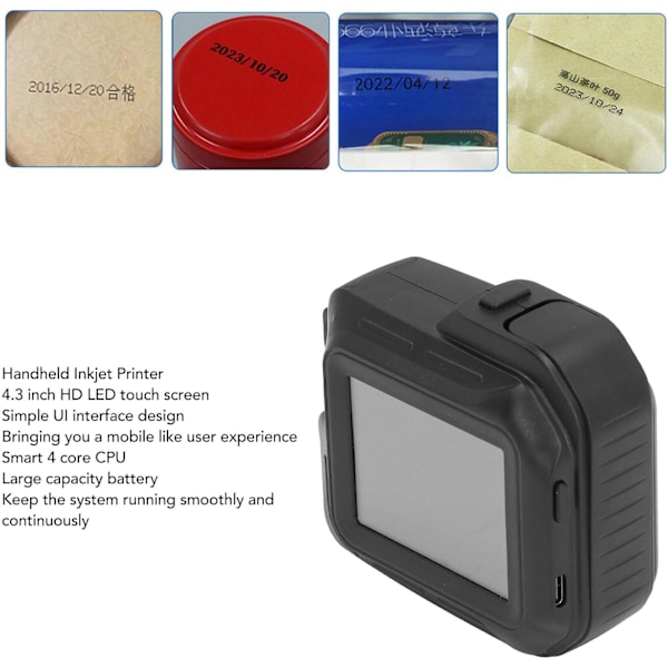 Håndholdt inkjetprinter, Bluetooth bærbar inkjetencoder, ergonomisk design, multifunktionel udskrivning, bred anvendelse