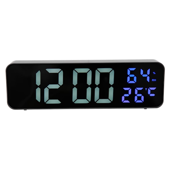 LED 9,1 tommer Spejlur Multifunktionel Digital Alarm Dato Luftfugtighedsur til Soveværelse Stue Kontor