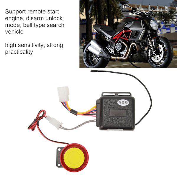 12V motorcykel 2-vägs larmsystem 125dB Super högt hög känslighet väderbeständig fjärrkontroll Stöldskyddslarm