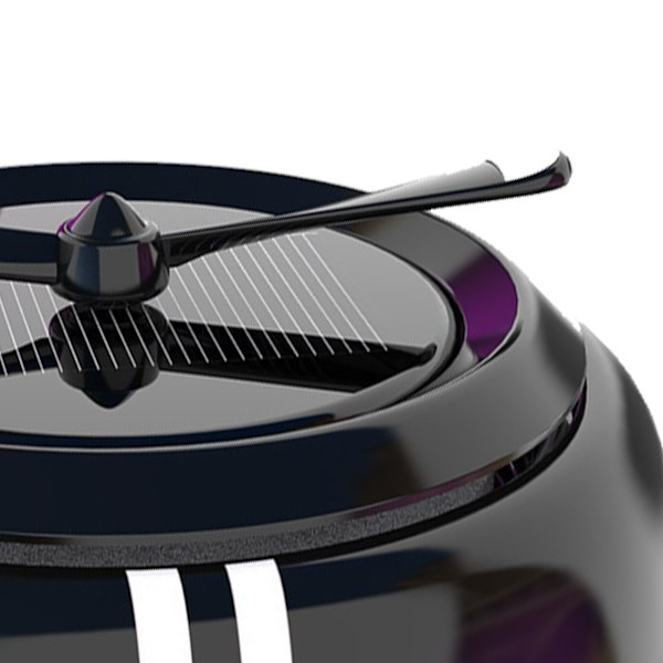 Billuftfräschare Solenergi Autorotation Propeller Design Stark metall Car Aromaterapi Diffusor för fordon Svart