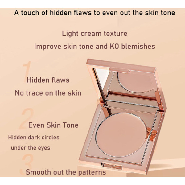 Blød mat concealer, let og mat, passer til naturlig hud, vandtæt og svedafvisende, smitter ikke af, dækker urenheder