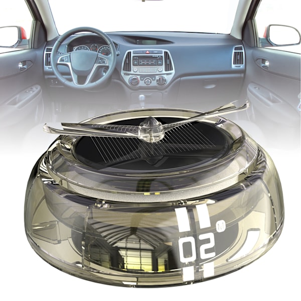 Billuftfräschare Solenergi Autorotation Propeller Design Stark metall Bil Aromaterapi Diffusor för fordon Transparent