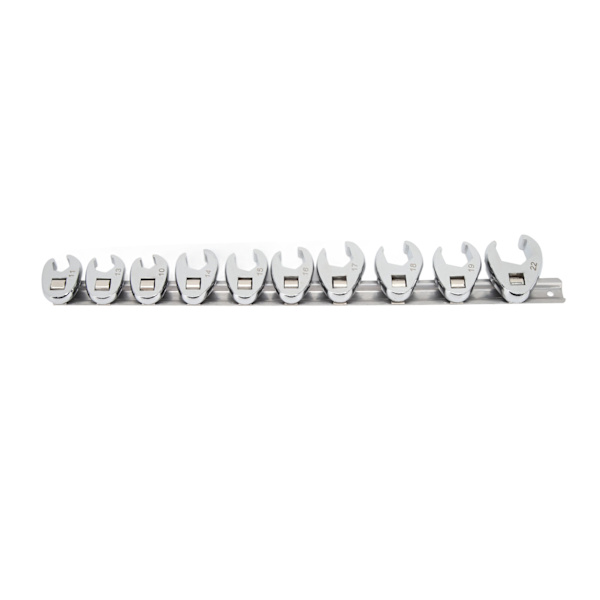 10 stk Crows Foot skiftenøkkelsett 10 mm til 22 mm størrelser metrisk mutternøkkel for 3/8-toms drivsperre