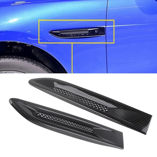 2 st kolfibertextur fender sidoluftventil utloppsskydd Passar för Jaguar XF XFL XE