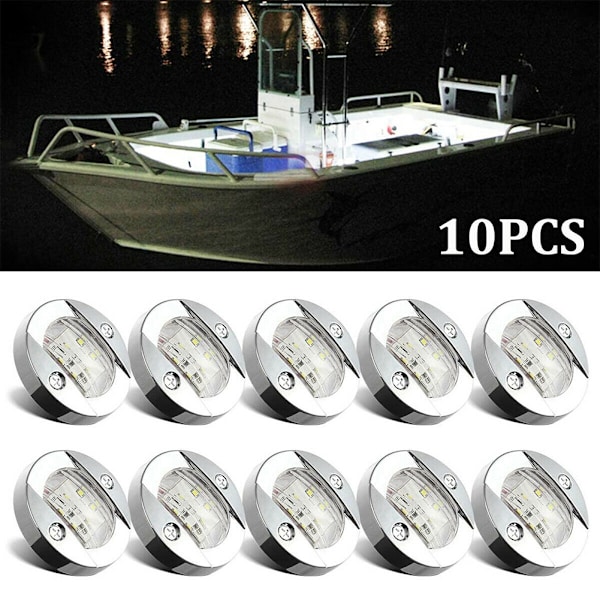 10 stk. DC 12V-24V rund marinebåd LED-kahytsdæk med imødekommende lys agterspejlslys