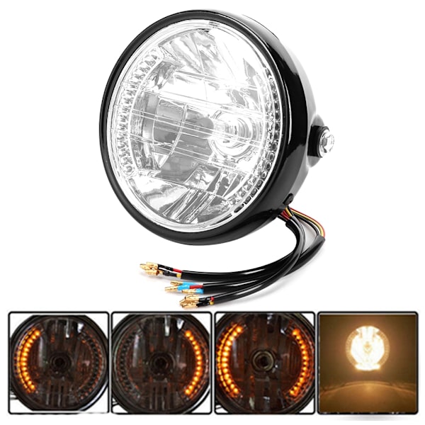 7' H4 Motorsykkel Frontlykter Blinklys LED Front Blinklys Lampe