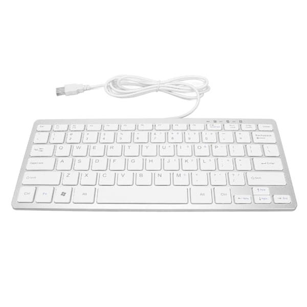USB-koblet tastatur med 78 taster, ultratynn, mini, bærbar, sklisikker, lydløs, for bærbare datamaskiner, stasjonære datamaskiner, sølv