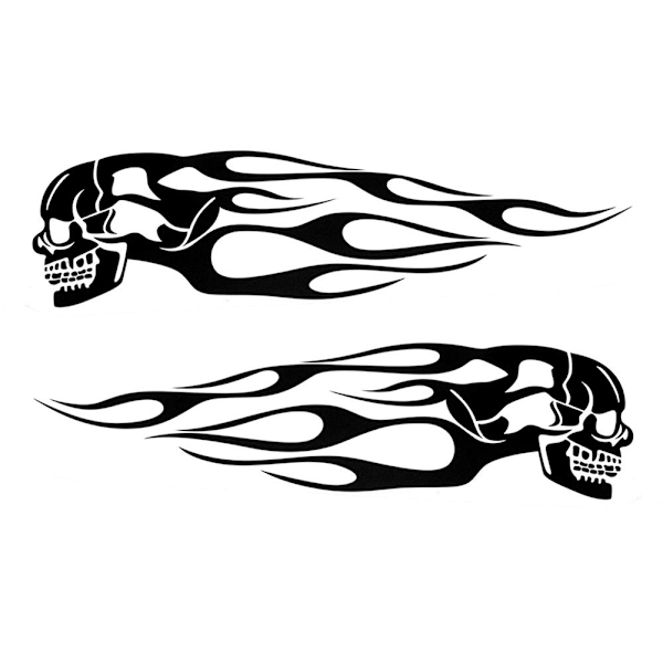 2 stk Universal Motorsykkel Bensintank Skjelett Flammer Badge Dekal klistremerker