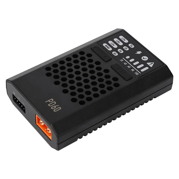 PD60 Balance Batterilader 60W 3A Sort USB C Indgang PD60 Balance Batterilader til LiFe LiHv LiPo 1‑4S NiMH Cd1 12