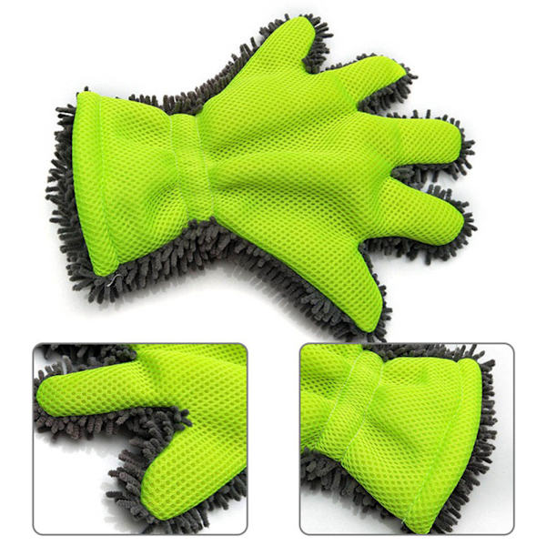 5 Finger Bilvaskehandske Mikrofiber rengøringshandske til bil og motorcykel vask tørrehåndklæder