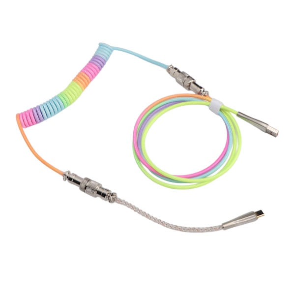 Gaming Tastatur Kabel Gradient Farge RGB Lysende Custom Mekanisk Tastatur Uttrekkbar USB C Spiral Kabel Type 3