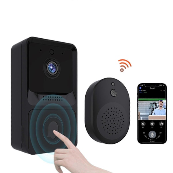 Smart Home Kontrolsystem Trådløs Video Dørklokke Sæt Elektronisk Produkt Bevægelsesdetektering Sort