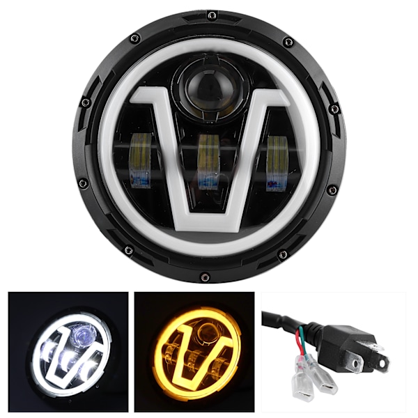 7 tum Runda LED-strålkastare Vit Gult Ljus IP67 Vattentät Passar för Jeep Wrangler JK 07-18