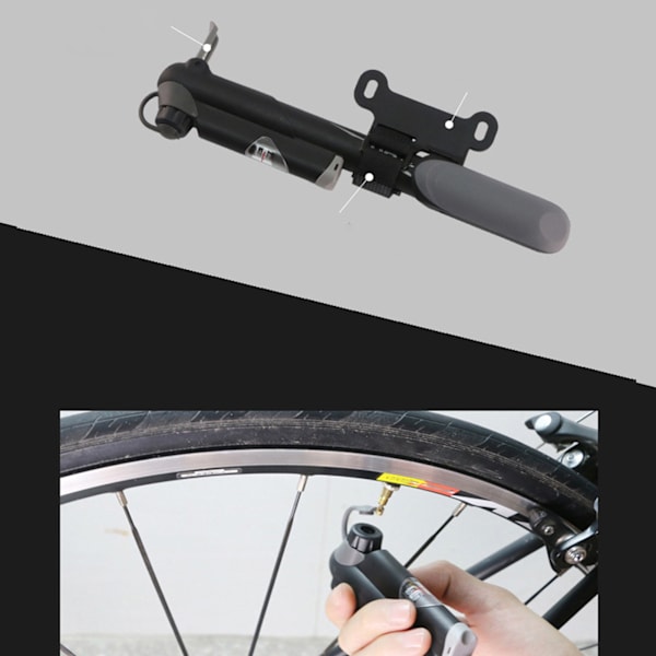 Mini Cykelpumpe Plast Bærbar Rammepumpe Højtryksdæk Reparationssæt til Udendørs Sort