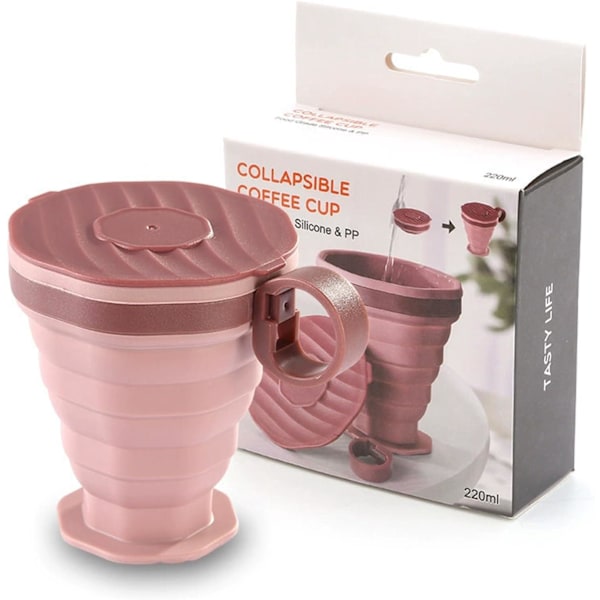 Hopfällbar Kaffemugg i Silikon - 220ml, 2.5oz Läcksäker Resemugg, Hopfällbar Återanvändbar Mugg