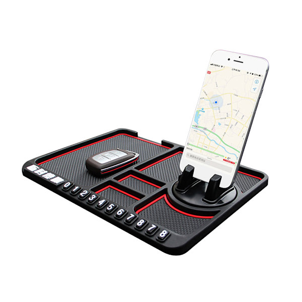 Multifunktionel bil Anti-Slip Måtte Telefonholder Midlertidig parkeringsnummerskilt Panel Opbevaringspude