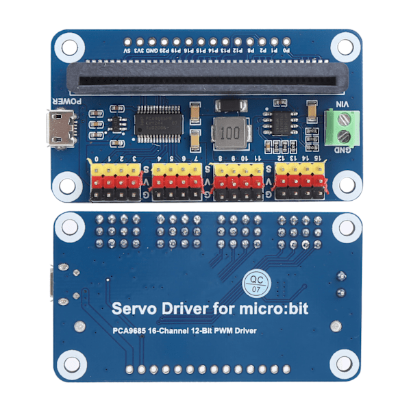 Micro:bit 16-Servo-driverkort, I2C-interface, Styr 16 servomotorer