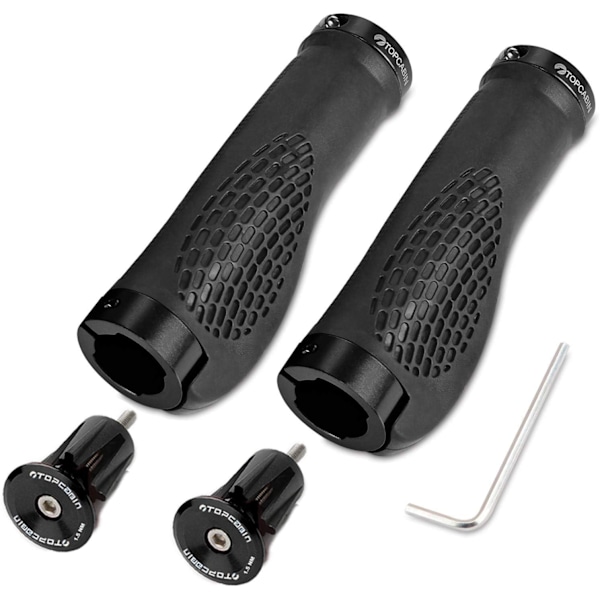 Sykkelstyre, ergonomisk design sykkelstyre utvidet gummisykkelstyre med aluminiumslegering låsegrep black