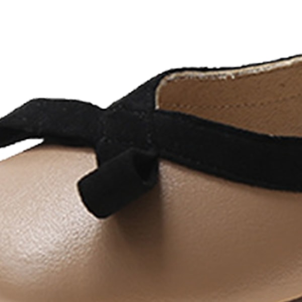 YJ Kvadratiska tå platta skor för kvinnor Båge dekoration Retro stil Mjuk bekväm PU läder platta skor Khaki 38