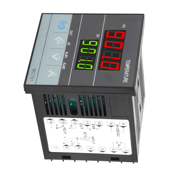 Digital temperaturregulator med K-typ PT100-sensoringång och relä SSR-utgång