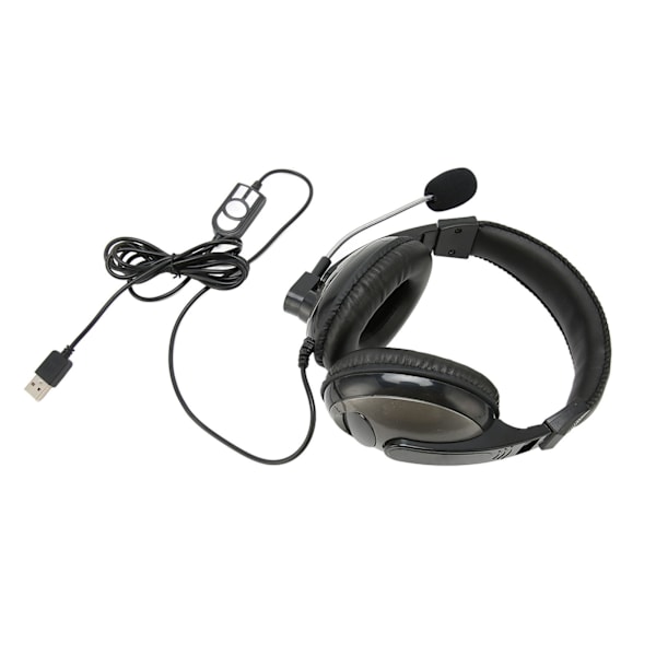 USB Gaming Headset med ledningskontroll, justerbart volum, gaming headset med mikrofon for PC Laptop for PS4