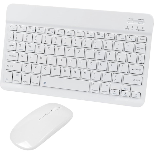 Bluetooth Trådlöst Tangentbord och Mus Combo, Ultratunn Ergonomisk Liten Uppladdningsbar Bluetooth Tangentbord Mus Set för Apple iPad iPhone white
