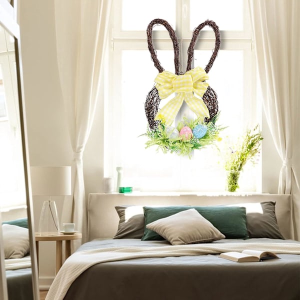 Pääsiäismunaympyräovi, koristeet Vintage-ovi roikkuu ulkona Juhlaympyrä Pääsiäinen Maalaistalo Kesäkuisti Jättimäiset kukat Juuttikangas Käsintehty Pienet juhlat Light green