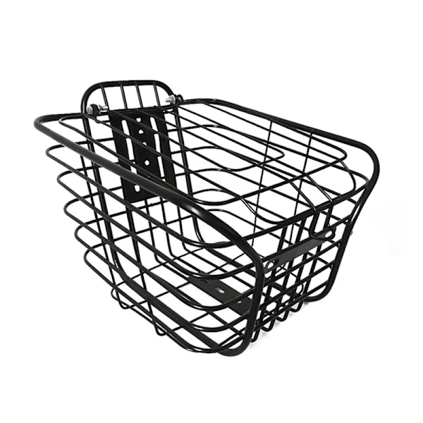 Large Capacity Black Iron Bicycle Front Basket with Cover - Multifunctional Electromobile Cycling Accessories