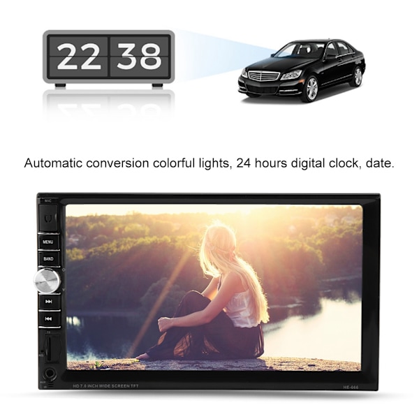7 tum Dubbel Din Bil Multimedia Player Audio Stereo FM Radio Pekskärm