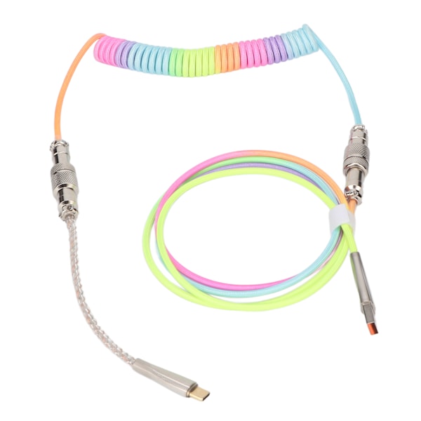 Gaming Keyboard Cable Gradient Färg RGB Ljus Anpassad Mekaniskt Tangentbord Infällbar USB C Spiral Kabel Typ 3