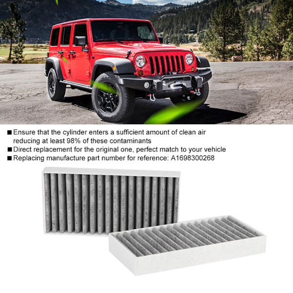 2 ST Bilkabine luftfilter 55111302AA, 68233626AA til Jeep Wrangler 3.6L 2.8 3.8 3.6 V6