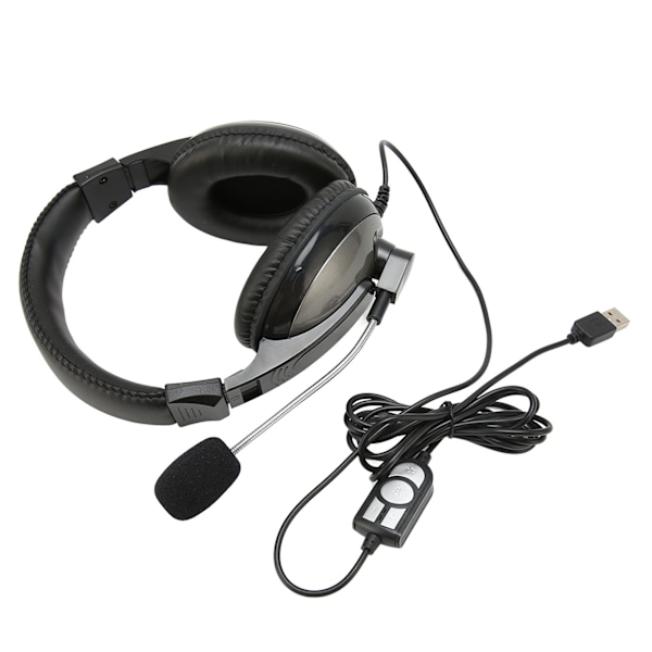 USB Gaming Headset Trådkontroll Justerbar Volym Gamingheadset med Mikrofon för PC Laptop för PS4