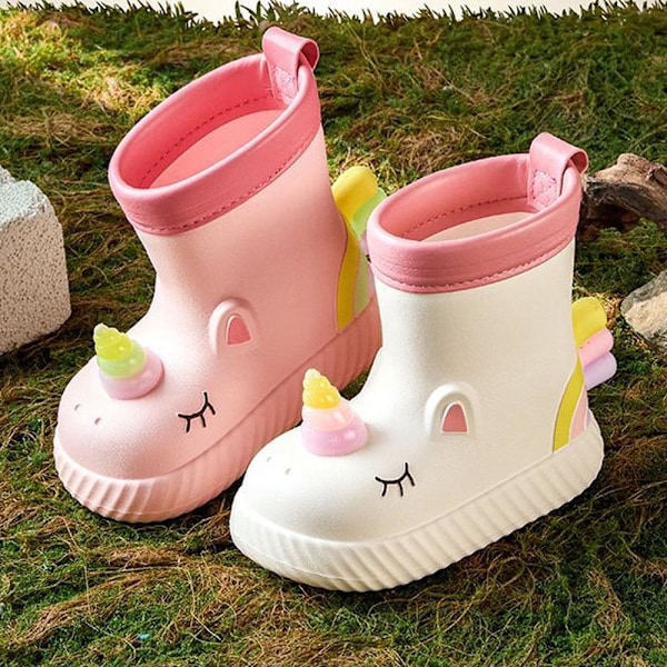 Yksisarvinen taaperoille ja lapsille luonnonkumiset sadebootsit, vesikengät, vedenpitävät, liukumattomat taaperoiden kumikengät 19cm