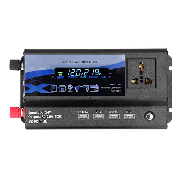 Xuyuan 3000w bilstrømsomformer Modificeret Sinusbølge 4 USB-port oplader omformer med LED Farverigt Ambient Light24V