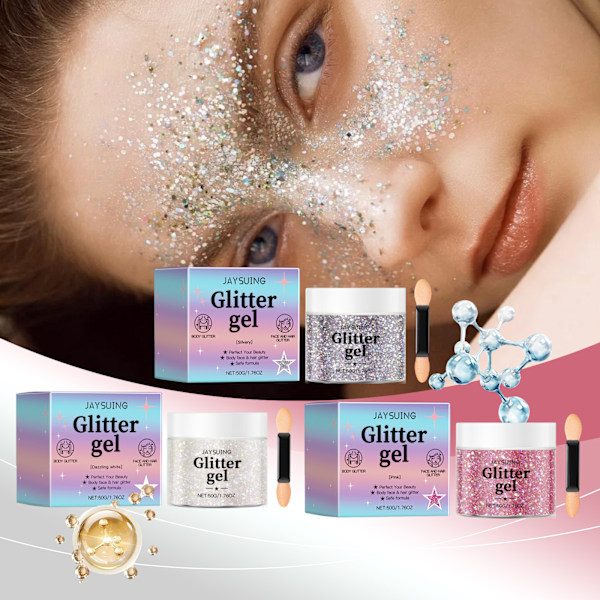 Holografisk Kroppsglitter Gel för Kropp, Ansikte och Hår, Färgskiftande Glitter Gel Under Ljus, Hårglitter, Ansiktsglitter