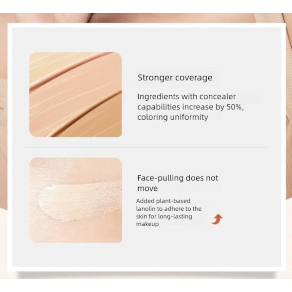 Blød mat concealer, let og mat, passer til naturlig hud, vandtæt og svedafvisende, smitter ikke af, dækker urenheder