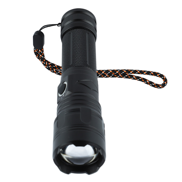 Teleskopisk Ficklampa Super Ljus Lång Räckvidd Batteriindikator Aluminiumlegering USB Ficklampa för Utomhus Camping