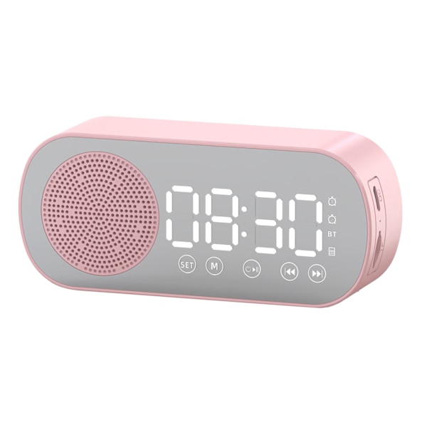 Bluetooth Högtalarklocka Multifunktionell Smart Digital Spegel Väckarklocka för Hem Skola Kontor Engelsk Version Z7 Rosa