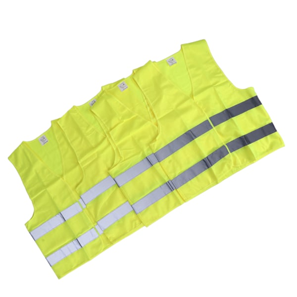 4 stk. High Visibility Sikkerhedsvest Refleksstribe Neon Gul XXL til trafikulykker Mænd Kvinder