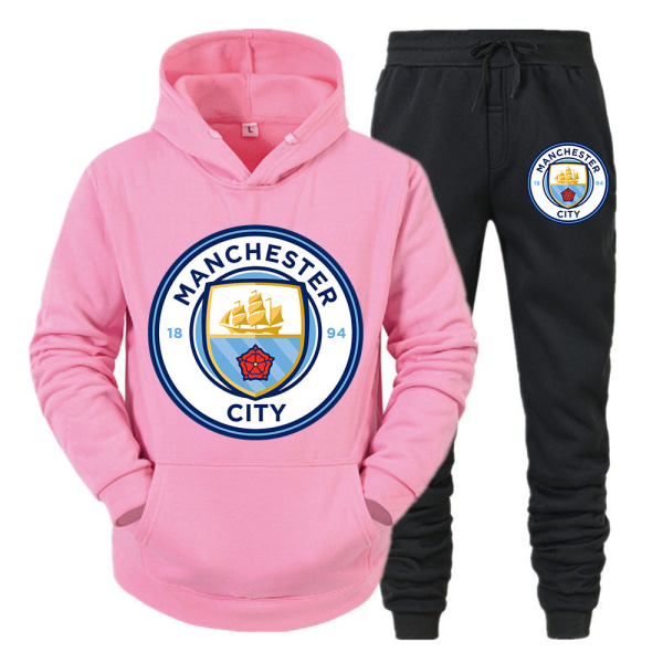 Manchester City hettegenser New Team Print Herre fritidsgenser Joggedress Todelt pluss fleecejakke Rosa S