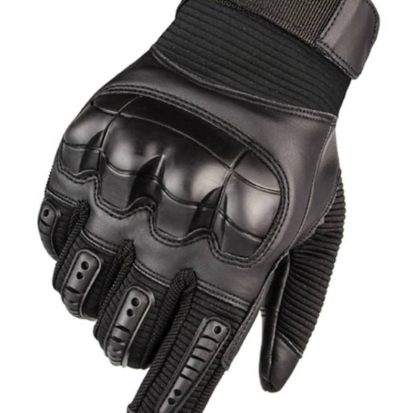 Motorcykelhandsker Hard Knuckle Åndbare Godt greb Anti-skrid Full Finger Powersports Handsker til Skovhugst Tung Industri Sort M