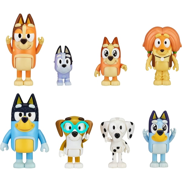 Nyt 8-delt sæt Bluey legetøj anime joint bevægelig dukke model gave børnesamling statue